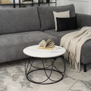 Masă KATE Marmură albă/Negru