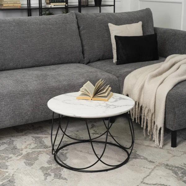 Masă KATE Marmură albă/Negru