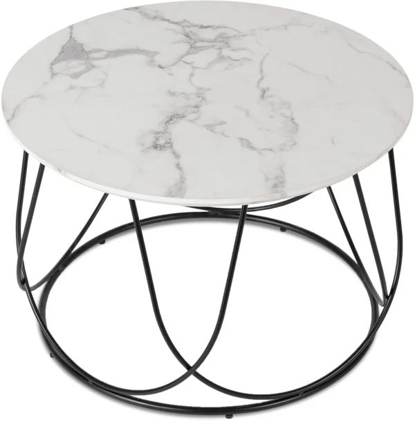 Masă KATE Marmură albă/Negru