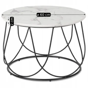 Masă KATE Marmură albă/Negru