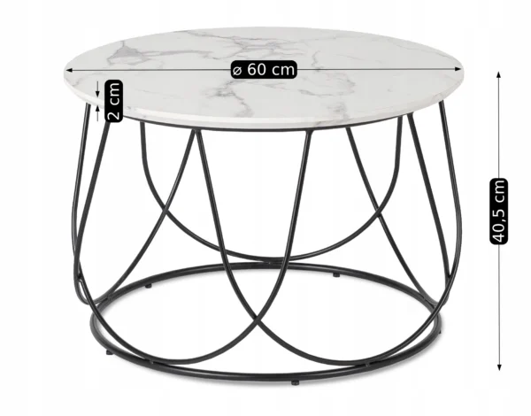 Masă KATE Marmură albă/Negru