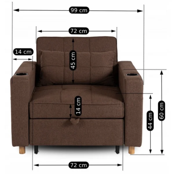 Fotoliu extensibil SOLOR, maro — Fotolii de relaxare