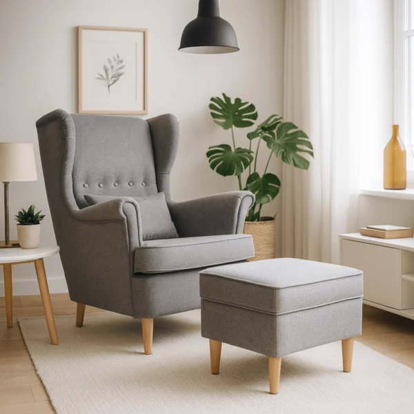 Scaun reclinabil EVAN 2 cu suport pentru picioare, gri