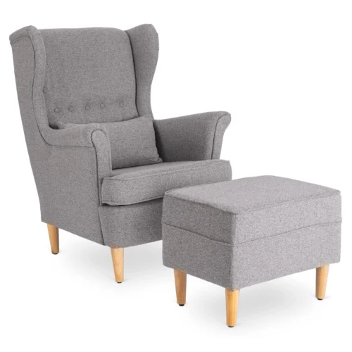 Scaun reclinabil EVAN 2 cu suport pentru picioare, gri