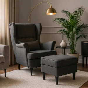 Scaun reclinabil EVAN 2 cu suport pentru picioare, gri închis