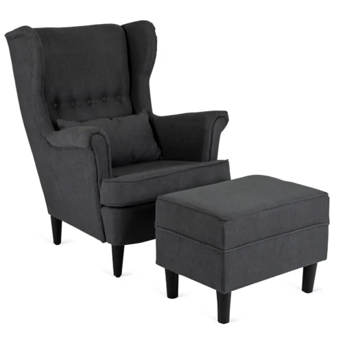 Scaun reclinabil EVAN 2 cu suport pentru picioare, gri închis