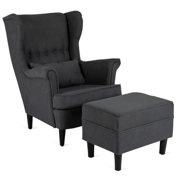 Scaun reclinabil EVAN 2 cu suport pentru picioare, gri închis