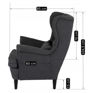 Scaun reclinabil EVAN 2 cu suport pentru picioare, gri închis