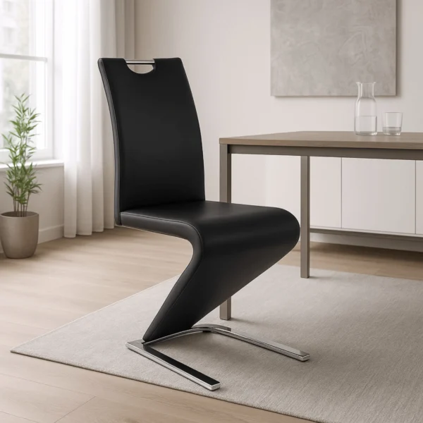 Scaun GAMIS din piele ecologică neagră