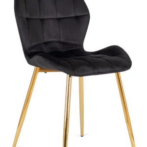 Scaun LUCKY negru cu picioare aurii Velur