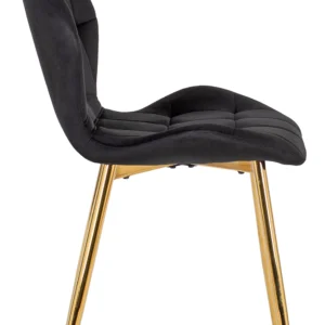 Scaun LUCKY negru cu picioare aurii Velur