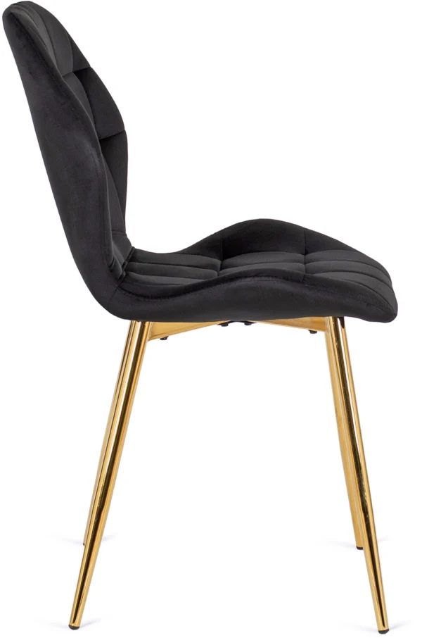 Scaun LUCKY negru cu picioare aurii Velur