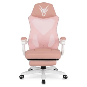 product-3021-1 Scaun rotativ de gaming BING cu suport pentru picioare, roz/alb — MOBILA