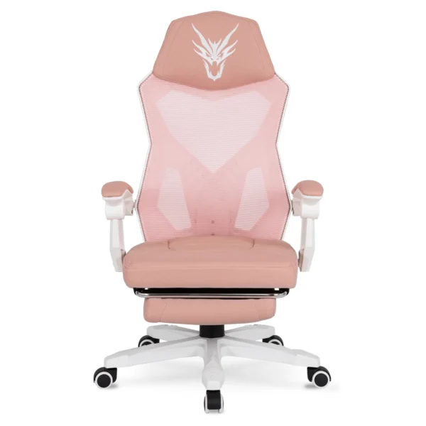 product-3021-1 Scaun rotativ de gaming BING cu suport pentru picioare, roz/alb — MOBILA