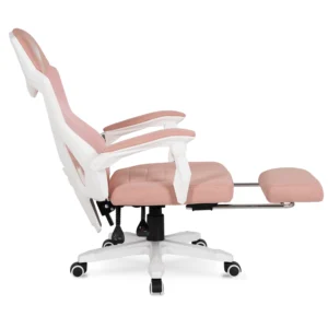 product-3021-3 Scaun rotativ de gaming BING cu suport pentru picioare, roz/alb — MOBILA