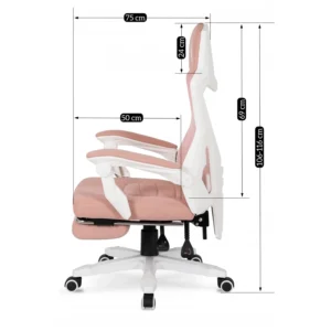 product-3021-7 Scaun rotativ de gaming BING cu suport pentru picioare, roz/alb — MOBILA