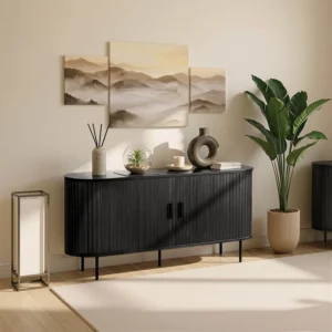 TRISH 140 Comodă cu două uși glisante, negru