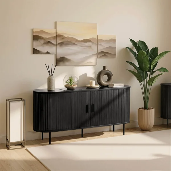 TRISH 140 Comodă cu două uși glisante, negru