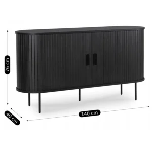 TRISH 140 Comodă cu două uși glisante, negru