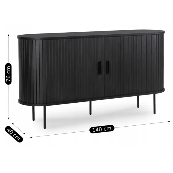 TRISH 140 Comodă cu două uși glisante, negru