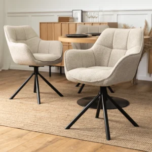 Scaun pivotant PEONY Bej Boucle