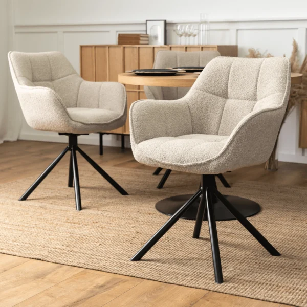 Scaun pivotant PEONY Bej Boucle