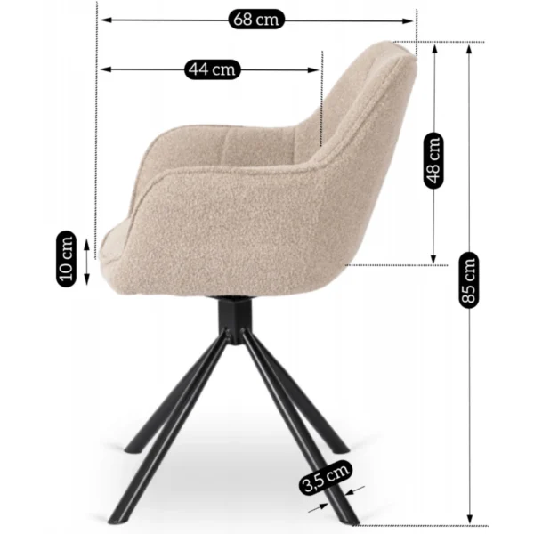 Scaun pivotant PEONY Bej Boucle