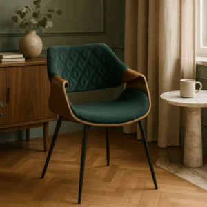product-3037-0-1 Scaun DAKOTA verde/nuc, cu tapițerie din catifea — MOBILA