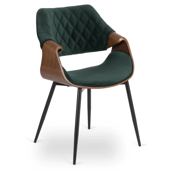 product-3037-0 Scaun DAKOTA verde/nuc, cu tapițerie din catifea — MOBILA
