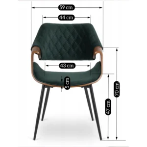 product-3037-4 Scaun DAKOTA verde/nuc, cu tapițerie din catifea — MOBILA