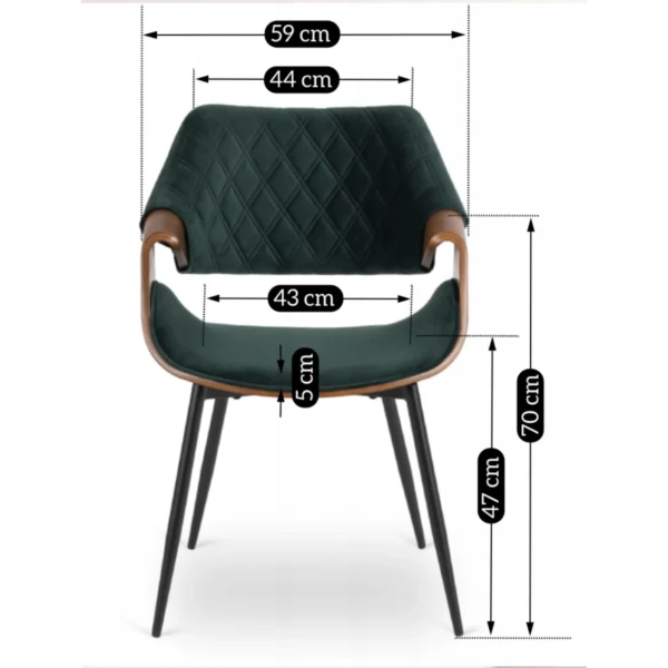product-3037-4 Scaun DAKOTA verde/nuc, cu tapițerie din catifea — MOBILA