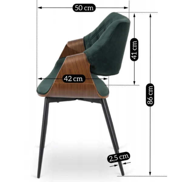 product-3037-5 Scaun DAKOTA verde/nuc, cu tapițerie din catifea — MOBILA
