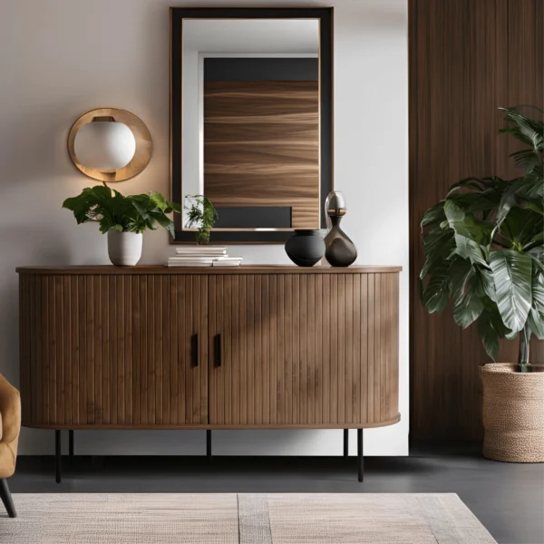 TRISH 140 cm Comodă cu două uși glisante Nuc