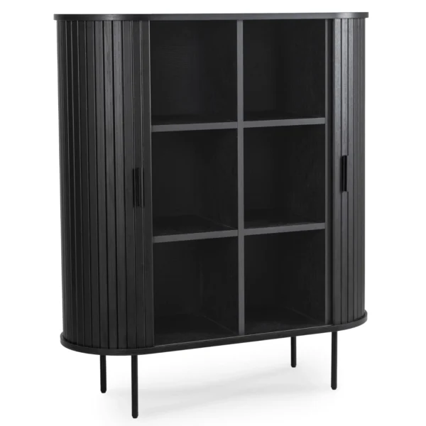 TRISH Comodă cu două uși glisante, 100 cm, negru