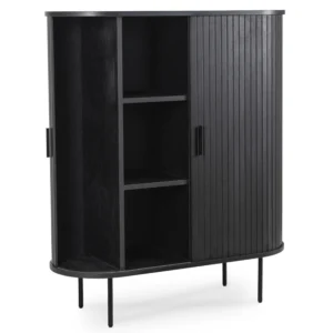 TRISH Comodă cu două uși glisante, 100 cm, negru