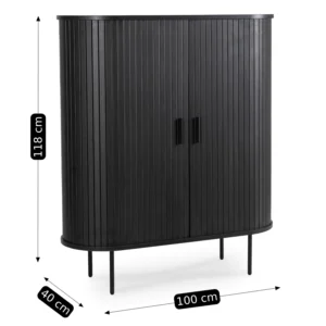 TRISH Comodă cu două uși glisante, 100 cm, negru