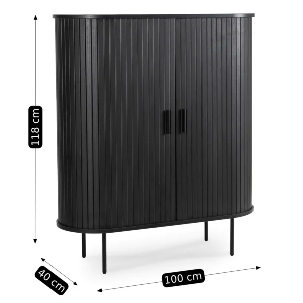 TRISH Comodă cu două uși glisante, 100 cm, negru