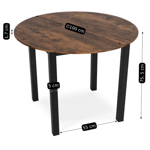 Masă TEO 100 cm Stejar rustic/Negru