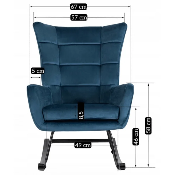 Scaun balansoar JACKSON din velur albastru marin