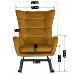Scaun balansoar JACKSON din velur muștar