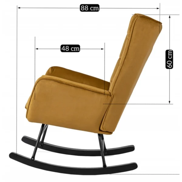 Scaun balansoar JACKSON din velur muștar