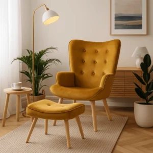 product-3063-0-1 Scaun LOZANO cu suport pentru picioare, velur muștar