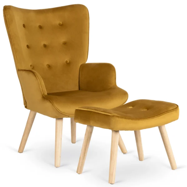 product-3063-0 Scaun LOZANO cu suport pentru picioare, velur muștar