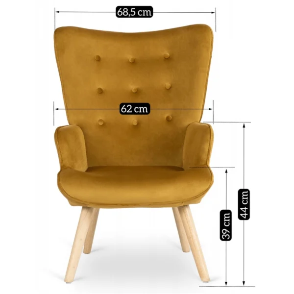 product-3063-8 Scaun LOZANO cu suport pentru picioare, velur muștar