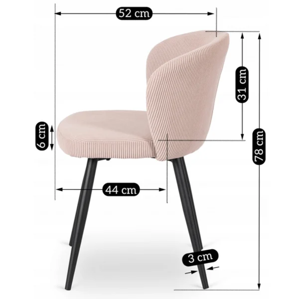 Scaun HAILEY din catifea roz