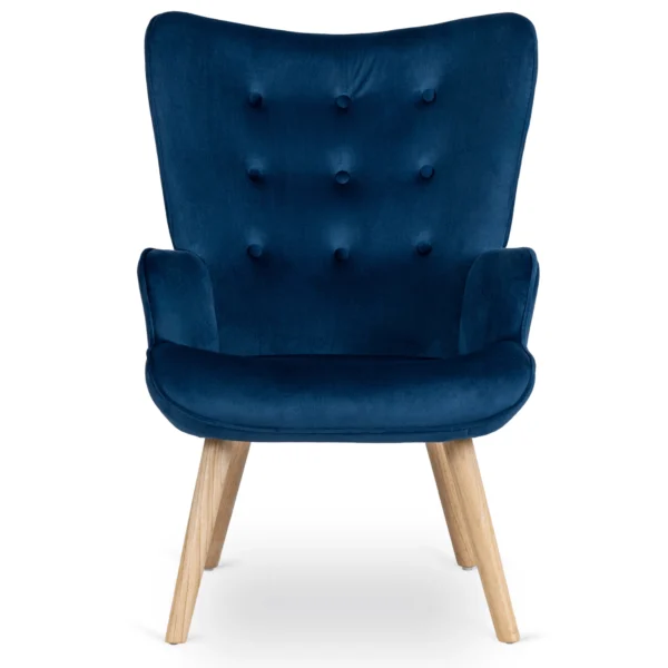 product-3067-2 Fotoliu de relaxare LOZANO cu suport pentru picioare, albastru închis, din catifea — Fotolii cu taburet