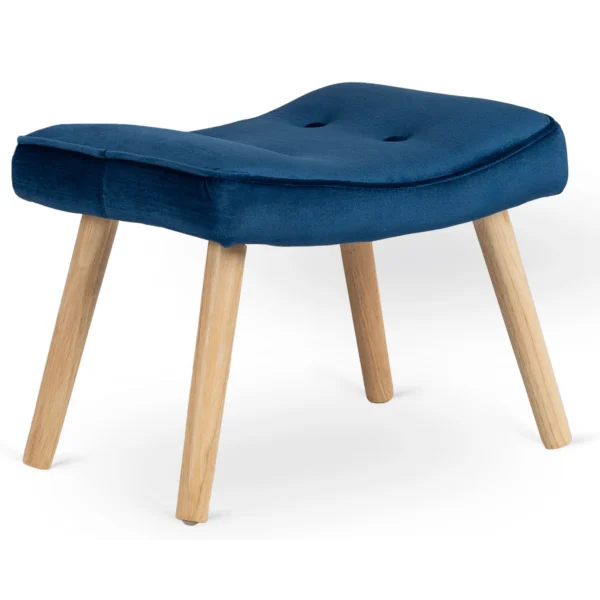 product-3067-6 Fotoliu de relaxare LOZANO cu suport pentru picioare, albastru închis, din catifea — Fotolii cu taburet