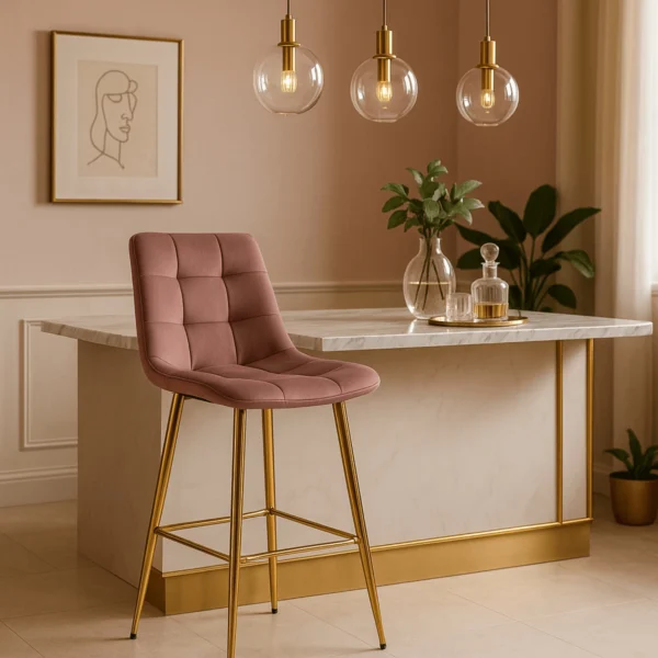 Hocker ARIEL Velur roz — MOBILA