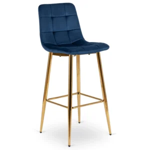 Scaun de bar ARIEL din velur albastru marin