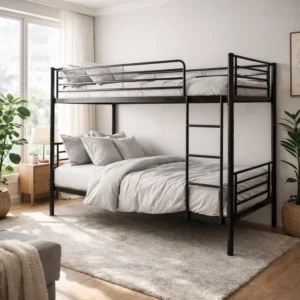 Pat supraetajat RODEZ 90x200 pentru copii, negru